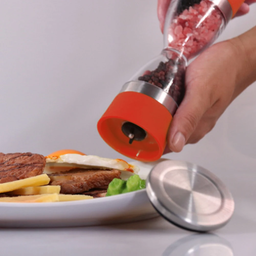 

Manually 2 in 1 Hourglass Shape Dual Salt Pepper Mill Spice Grinder Pepper Shaker for Kitchen Cooking Tools Easy to Clean