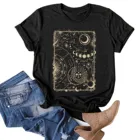 Солнце и луна T рубашки для женщин на зиму, большие размеры, на каждый день, Ретро стиль, с рисунком, с короткими рукавами, о-образным вырезом, свободные, футболка-туника топ Джона Magliette женская футболка
