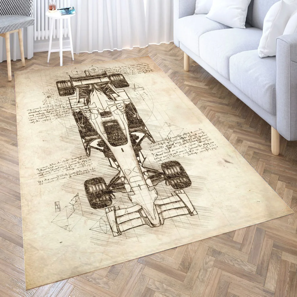 Formula 1 Car Top View 3D Printing Room Bedroom Anti-Slip Plush Floor Mats Home Fashion Carpet Rugs New Dropshipping