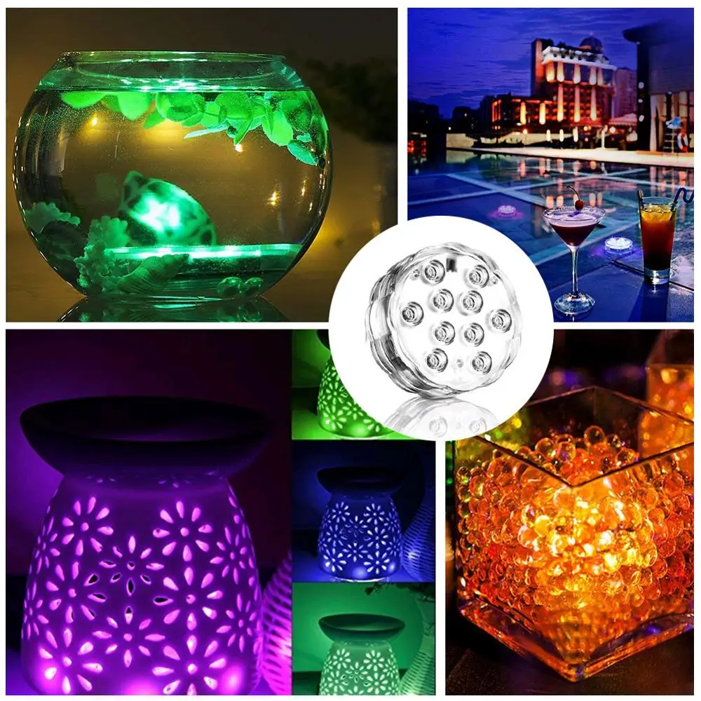 Погружные светодиодные лампы RGB водонепроницаемые подводные вазы IP68 чайные с ИК