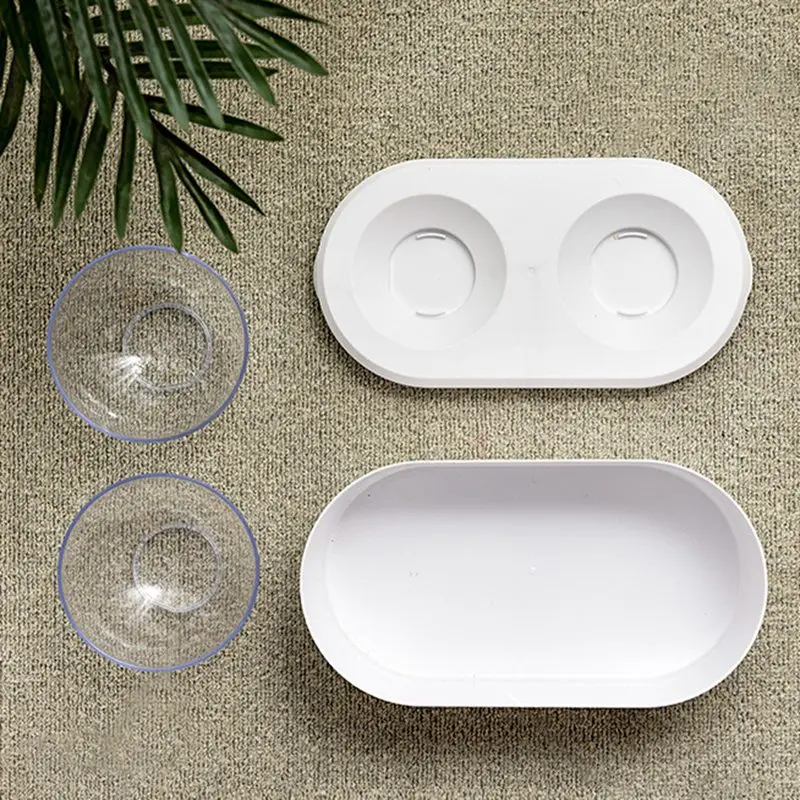 

Pet Double Bowls For Cats Dogs Food Water Feeder PS Resin Cat Bowl With Detachable Elevated Stand Food Storage Box Dog Bowl