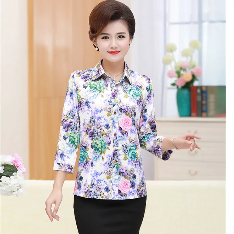 Блузка женская с цветочным принтом блузка рукавом три четверти для среднего