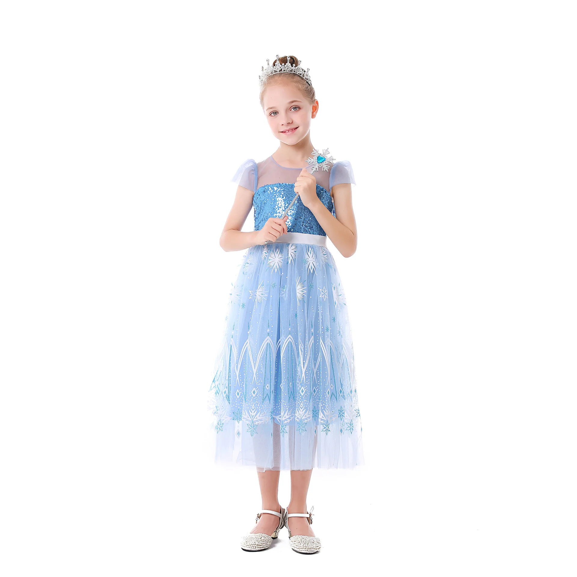 

2021 рождественское синее Сетчатое платье-пачка принцессы, костюм на Хэллоуин для девочек
