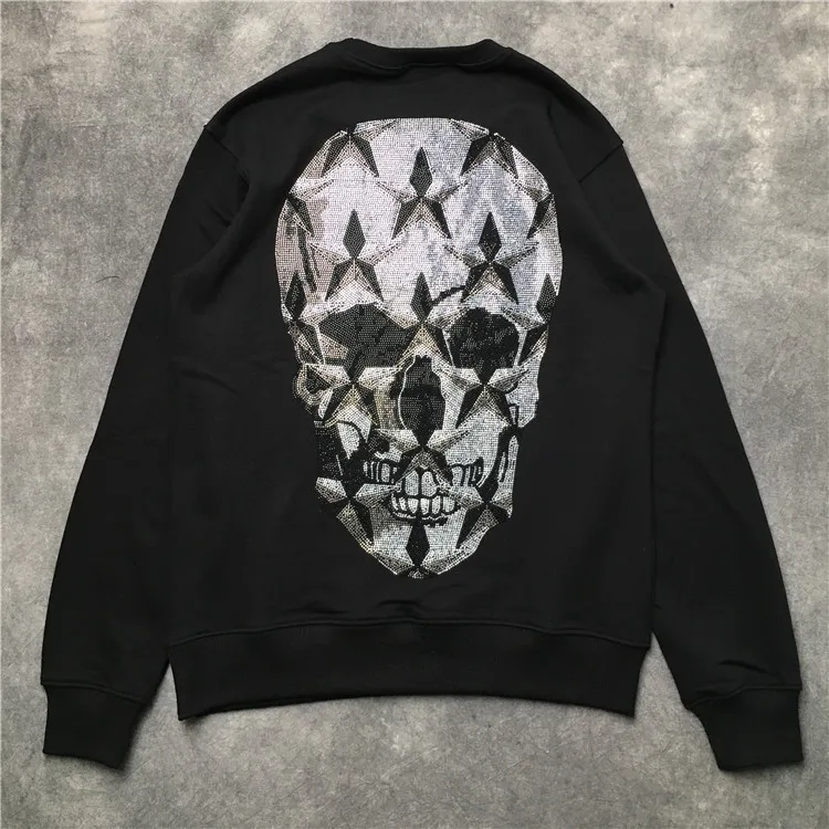 

New Men Diamond luxury Skull skeleton Hoodies Hoody hooded Sweatshirts velvet Cotton Drake Thick Fleece Street Hip hop H00