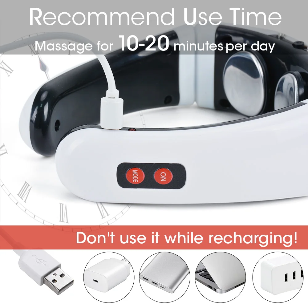 

Rechargeable /Battery Electric Neck Massager& Pulse Back 6 Mode Power Control Infrared Pain Relief Neck Physiotherapy Instrument