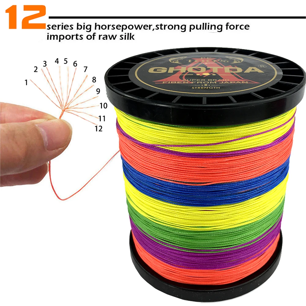 

GHOTDA 12 Strands Braid Fishing Line PE Multifilament Smooth Strong Fishing Line 1000M 500M 300M 100M
