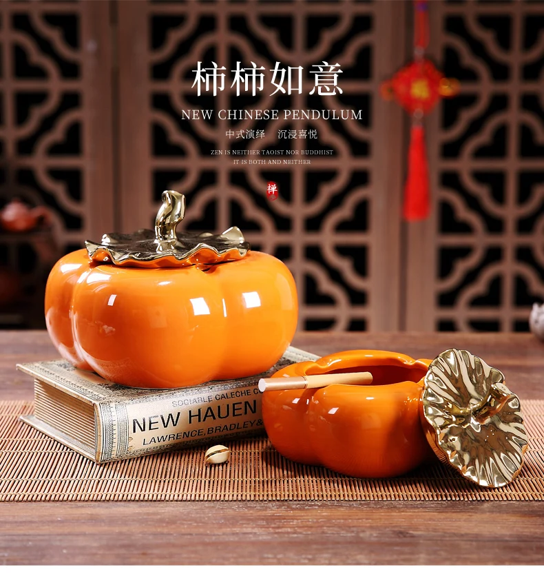 

Creative Orange Persimmon Ceramic Tissue Box Ashtray Modern Candy Storage Pot Living Room Dining Table Coffee Table Decoration