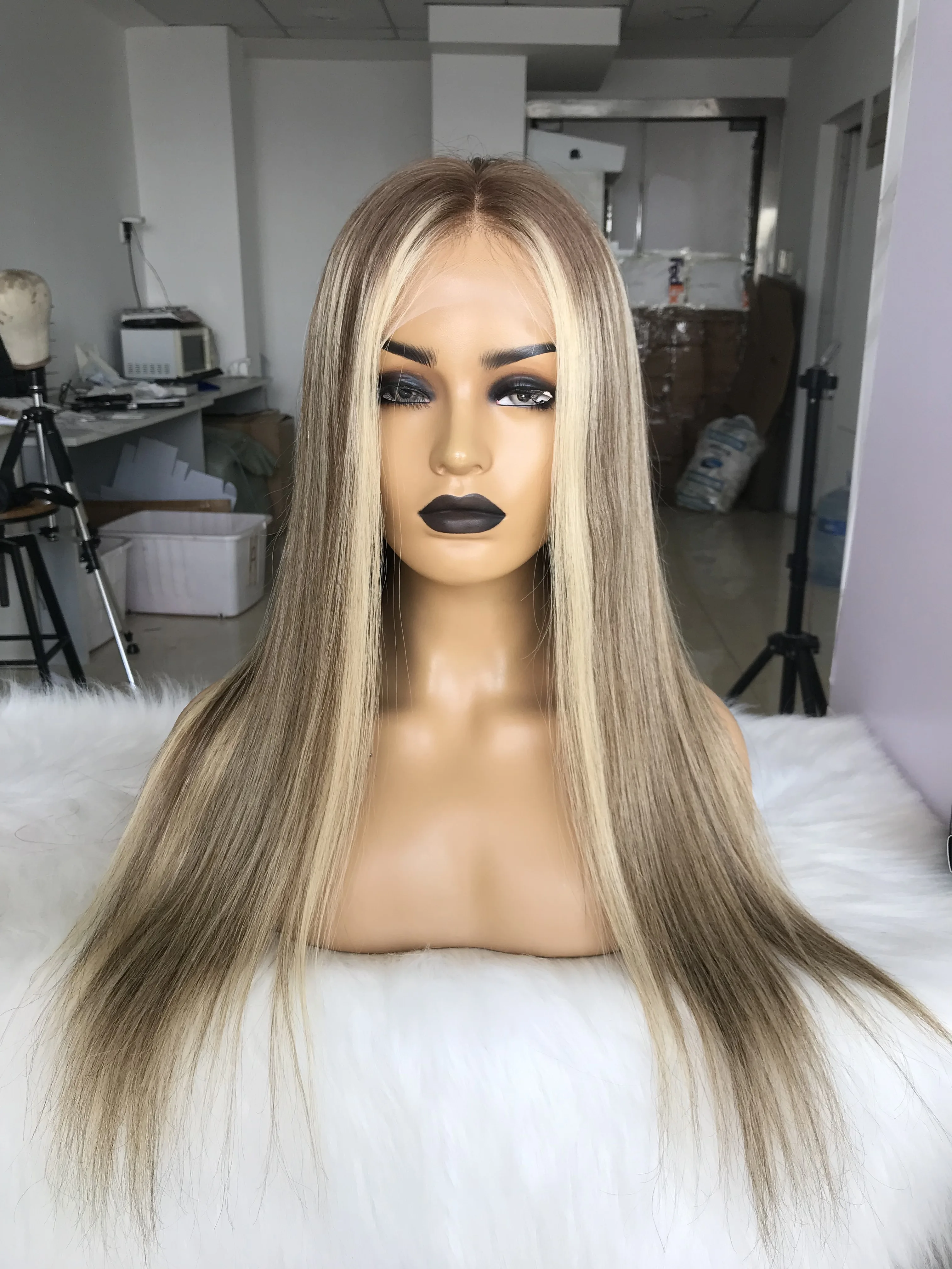 QueenKing волос полный Европейский человеческих волос парик шнурка 150% плотность CAMI Цвет T7/7/24 эффектом деграде(переход от темного к Цвет парики для женщин