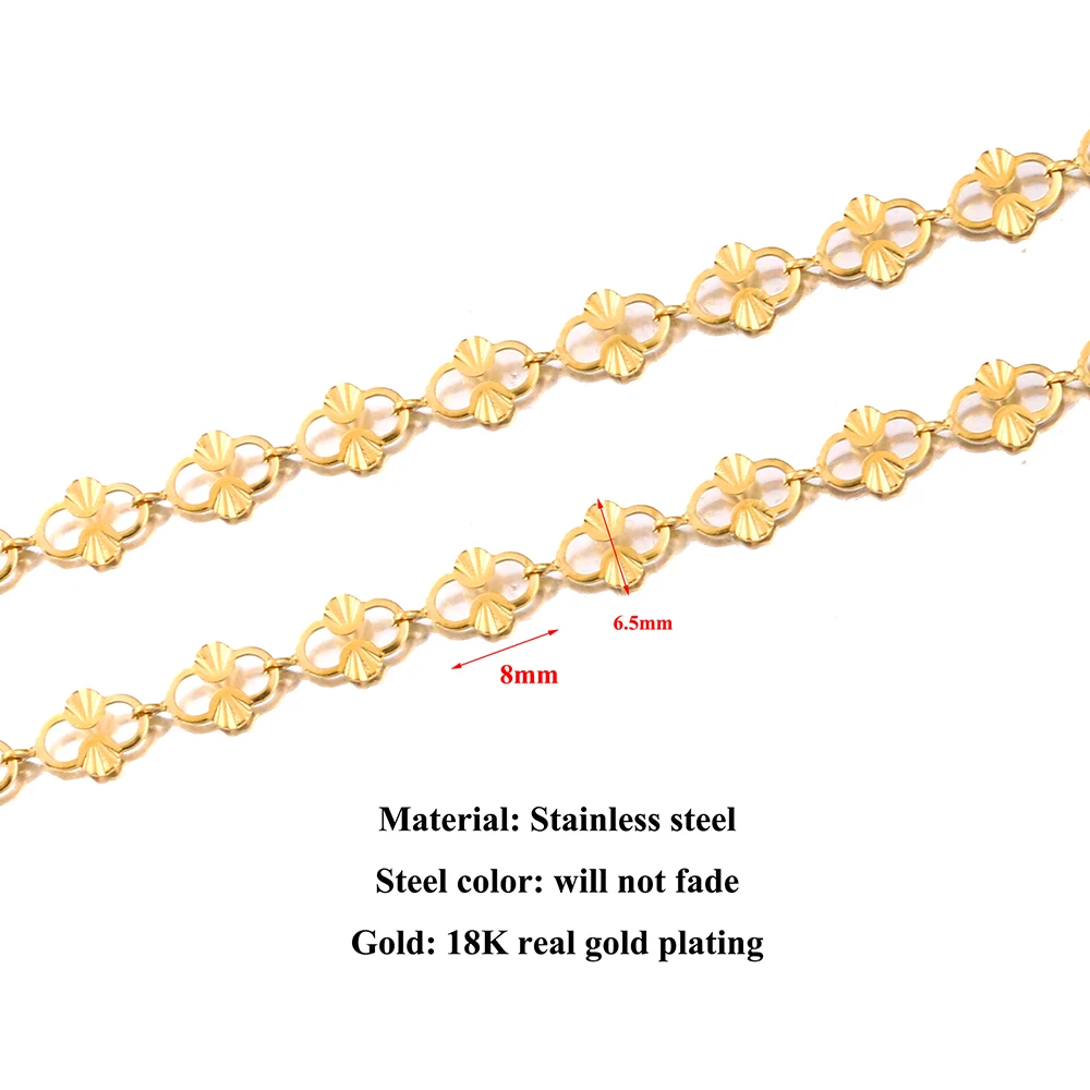 

1M Width 6MM Shell Stainless Steel Chain Gold Chains for Necklace Bracelet Anklet DIY Jewelry Making Supplies Accessories