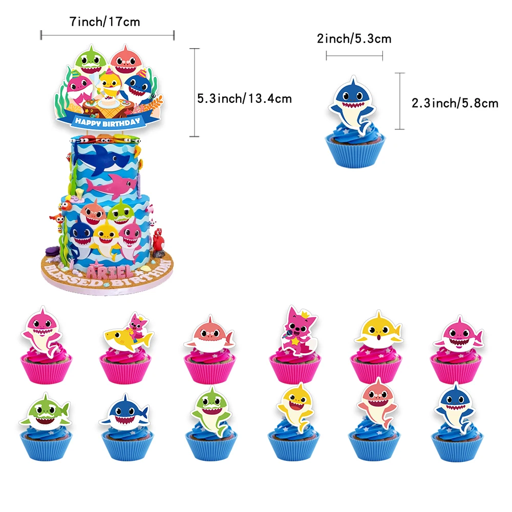 1 компл. Детская тема Морская жизнь акула на день рождения Декор баннер торт