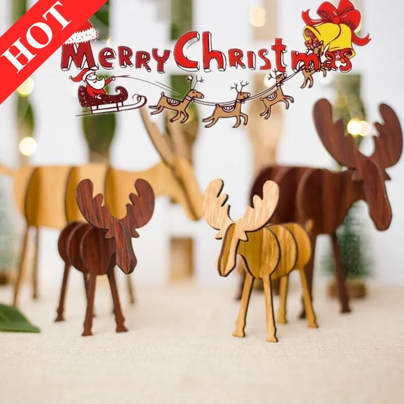 Высококачественные украшения для рождества деревянные поделки в виде лося