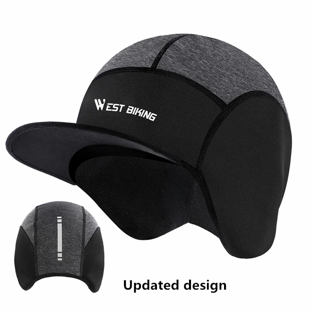 Updated design WEST BIKING зимняя велосипедная Кепка, ветрозащитная Теплая Флисовая шапка для бега, катания на лыжах, мотоцикла, головной убор, бандана, велосипедная теплая Кепка s - Цвет: Updated design
