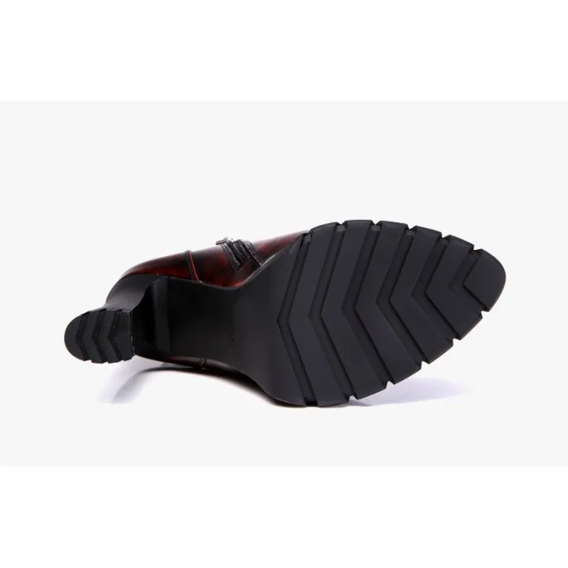 2020 Office Lady Pointed Toe Platform Ankle Boots Winter Warm Genuine Leather High-Top Shoes Women Elegant High Heel Booties | Обувь