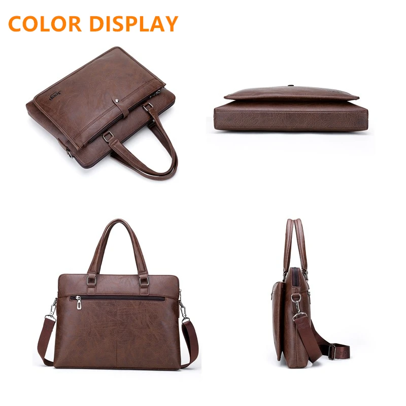 JEEP BULUO High Quality Briefcases Bag For 13.3 inch Laptop Business Travel Bags Handbags Leather Office Shoulder Bags For Men