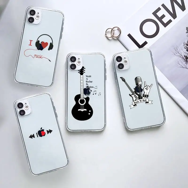 

Music violin notes funny Phone Case Transparent for iPhone 12 11 mini pro XS MAX 6 6S 8 7 Plus X 5S SE 2020 XR