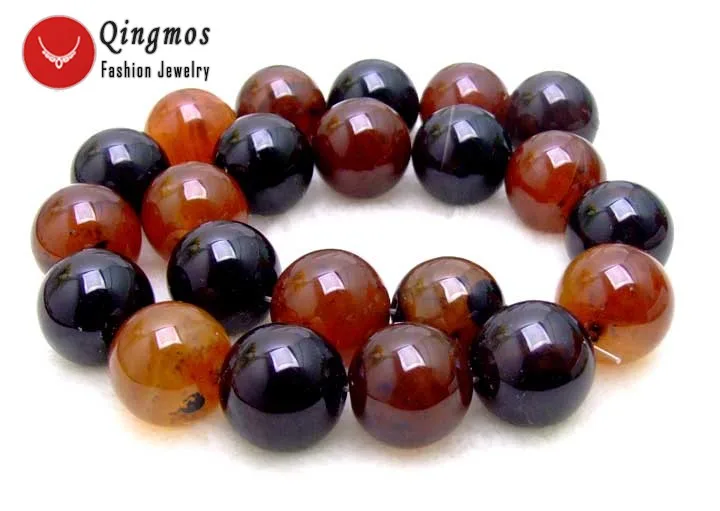 Qingmos модные круглые многоцветные бусины 18 мм из натурального агата нить 15 дюймов