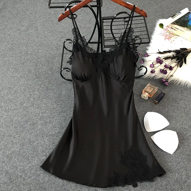 Ночная сорочка женская ночная Сексуальная ночнушка на бретельках рубашка с