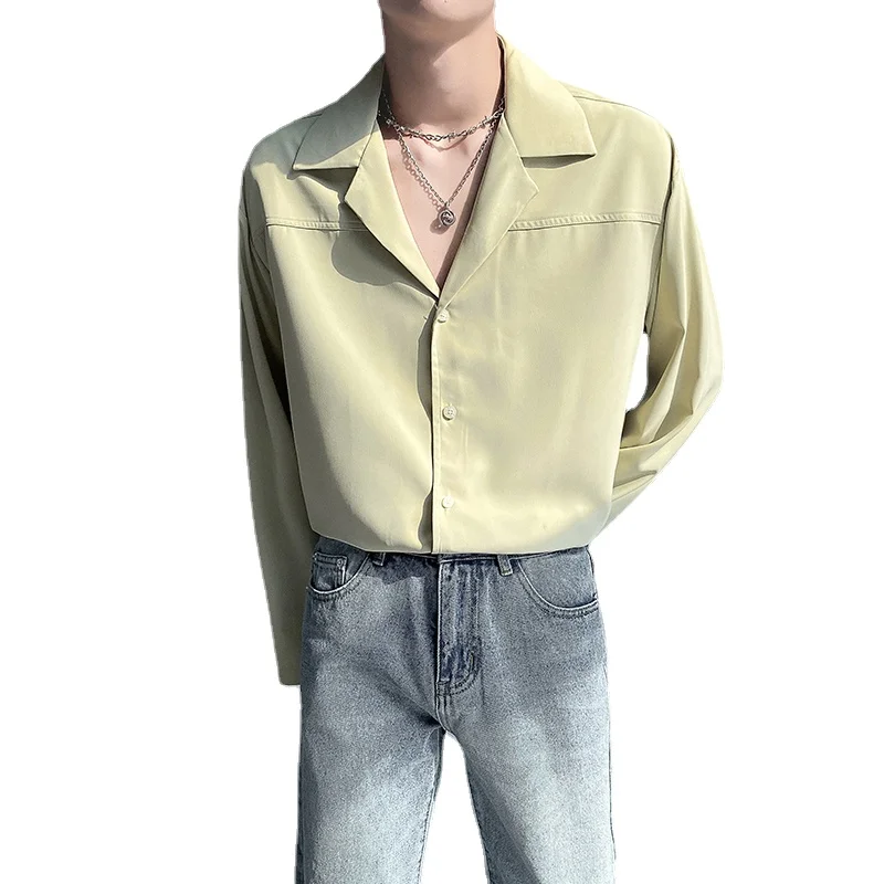 Business Suit Collar Shirts for Men's 2021 Autumn High Quality Solid Color Casual Shirt Camisa Social Party Masculina Streetwear