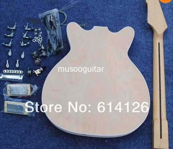 Стиль 1960-х полупустотелый неотделанный комплект для электрогитары со всеми