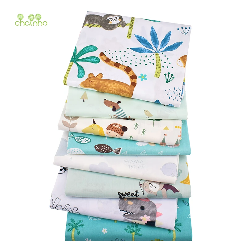 Chainho 8 шт./лот мультяшная серия саржевая хлопчатобумажная ткань с принтом