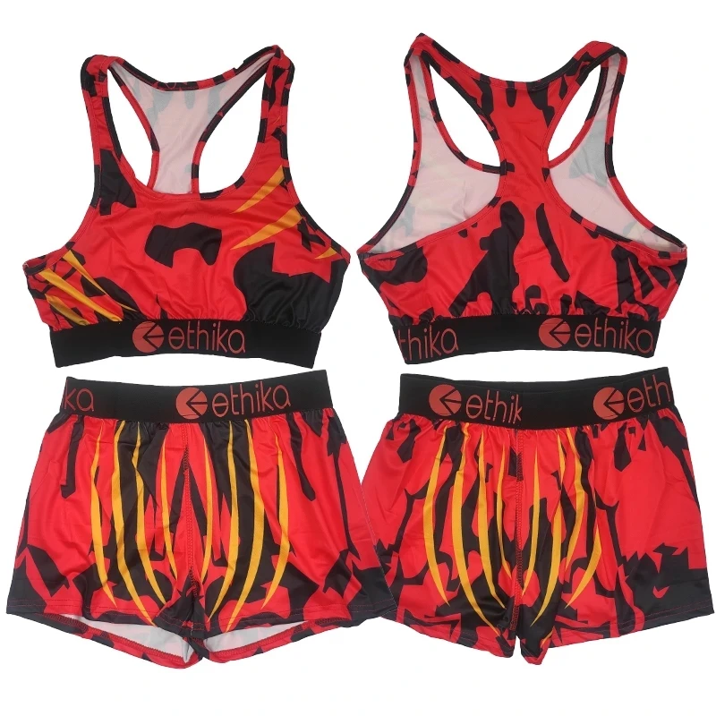 

Этика без рукавов с глубоким V-образным вырезом, крутой укороченный топ с принтом и горячие шорты, комплект из 2 предметов, сексуальный облег...