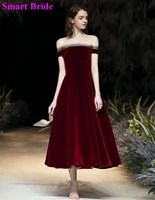 off shoulder velour evening dresses long formal party dress for women 2020 corset back a line floortea length sts8