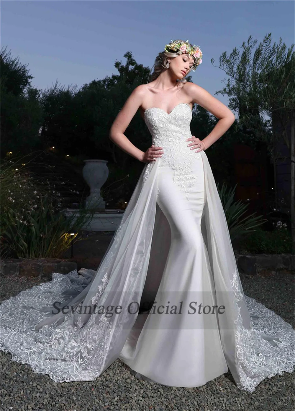 Платье женское свадебное со съемным шлейфом и кружевной аппликацией | Свадьбы