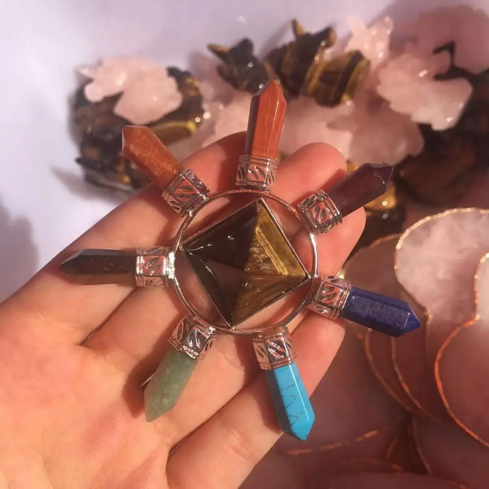 Природные камни 7 чакр пирамидальная точка генератор энергии Исцеляющие