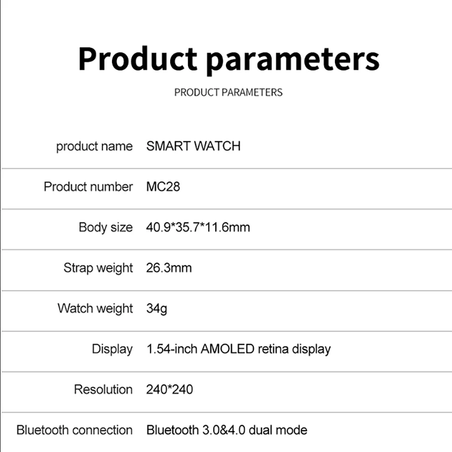 Смарт-часы MC28 мужские с Bluetooth GPS-трекером и сенсорным экраном 1 54 дюйма |