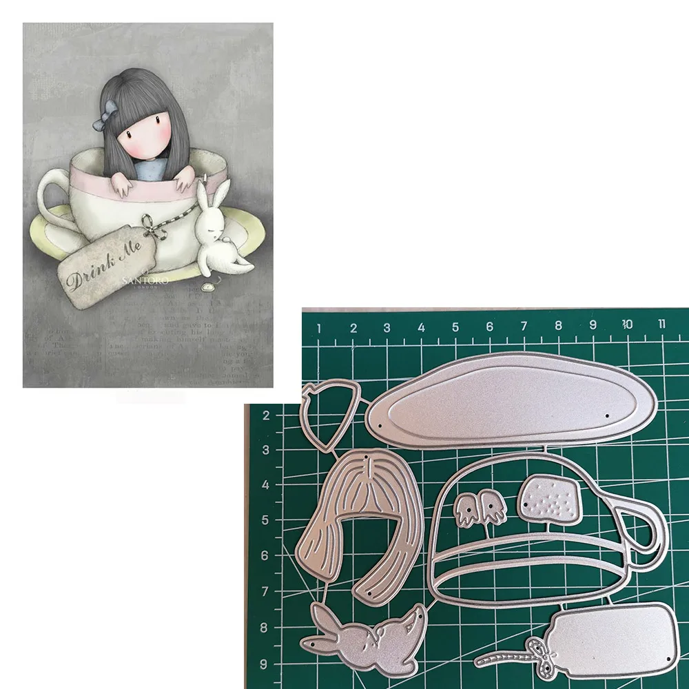 

Sitting In A Cup Girl Doll Crafting Dies Emboss Stencil For Metal Cutting Dies Diy Die Scrapbooking Paper Cut Latest