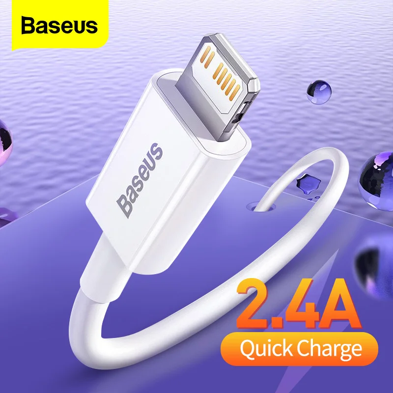 USB кабель Baseus для iPhone 12 11 Pro Xs Max X Xr 8 7 6 6S SE быстрая зарядка телефона передачи данных