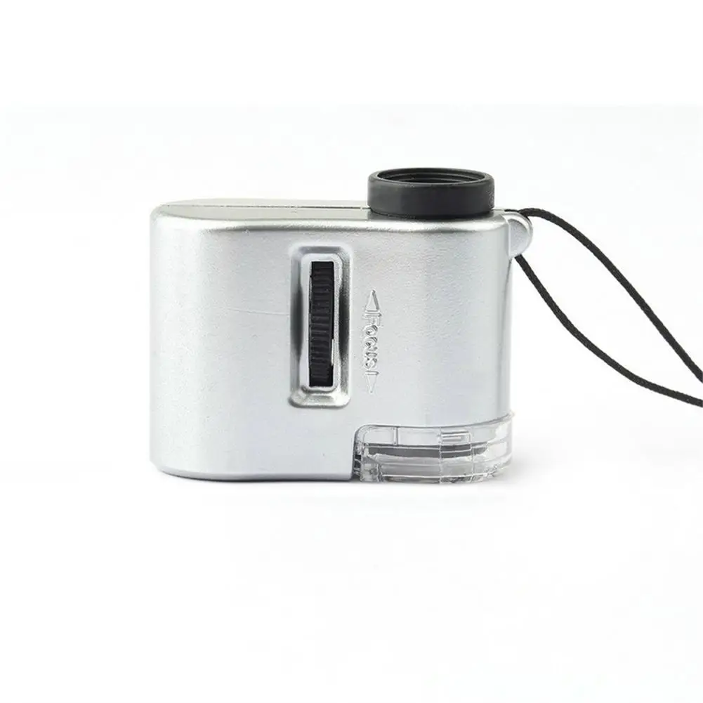 Мини объектив 60X Карманная Лупа микроскоп с светодиодный ультрафиолетовый