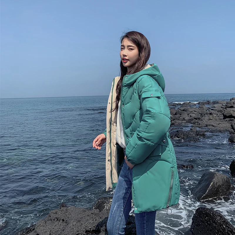 Женское пальто с капюшоном orwinny тонкая парка средней длины для студентов теплая