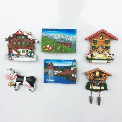 

Switzerland Fridge Magnets Souvenir Swiss Lucerne Jungfrau Chapel Bridge Cuckoo Clock Tourism Magnetic Refrigerator Stickers