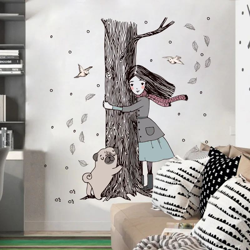 

Dog Tree Wall Stickers Animal Vsco Girl Room Decor Aesthetic Teenager Kids Rooms Bedroom Decoration Wallpaper Art Poster