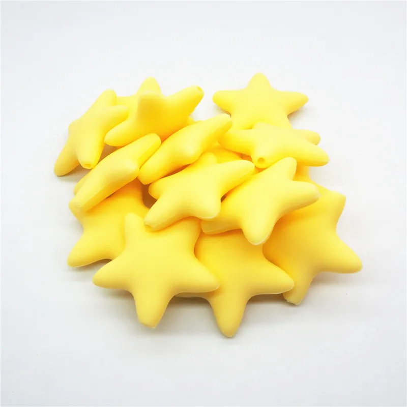 Cream Yellow Ченкэй 10 шт. силиконовый Прорезыватель зубов в виде звезды для изготовления украшений своими руками, Мама Носить Baby Shower соска пустышка для кормления ювелирных изделий прорезывания зубов игрушки Микки бусины - Цвет: Cream Yellow