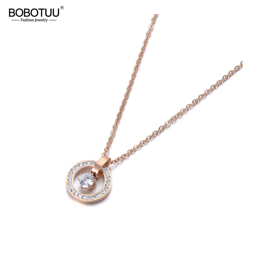 BOBOTUU богемное раннее ожерелье розовое золото нержавеющая сталь стразы Глиняное
