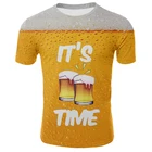 Новинка 2020, удобная мужская футболка большого размера с надписью It beer time, футболка с 3D-принтом, летняя забавная Персонализация