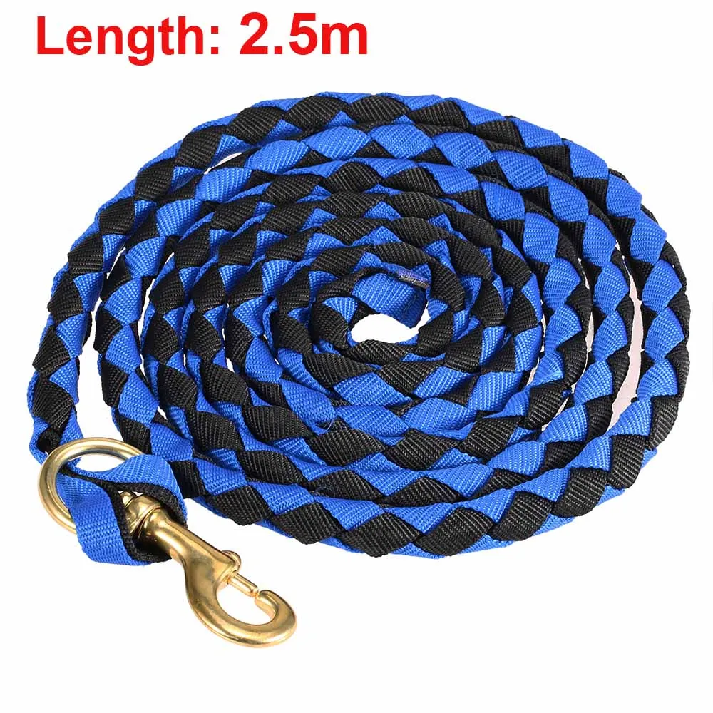 Blue Black 2.5m Плетеная веревка для лошади, веревка для лошади, плетеная веревка для лошади с латунной защелкой, 2,0 м/2,5 м/3,0 м - Цвет: Blue Black 2.5m