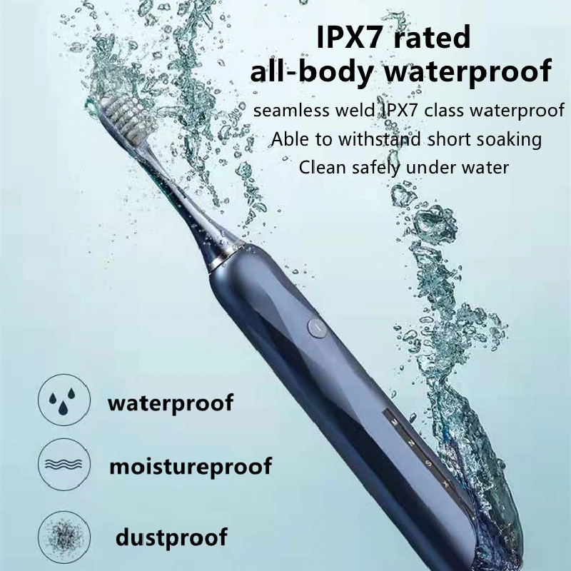 

LUOYYER New S3 Aaterproof Acoustic Wave Electric Toothbrush USB Charging 4 ModeRreplacement Brush Head Soft Bristles