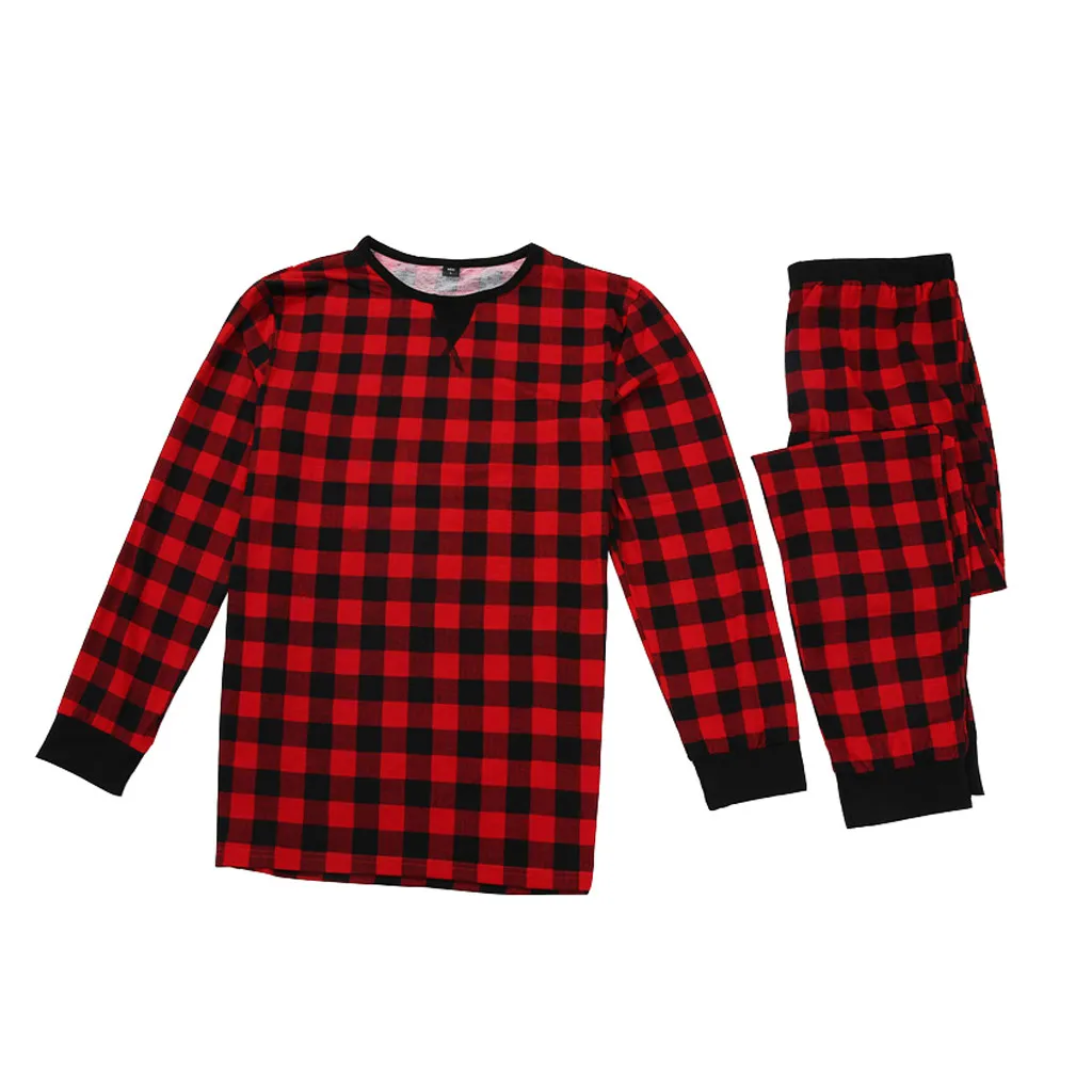 #47 теплая Рождественская клетчатая домашняя одежда для отдыха родителей и детей