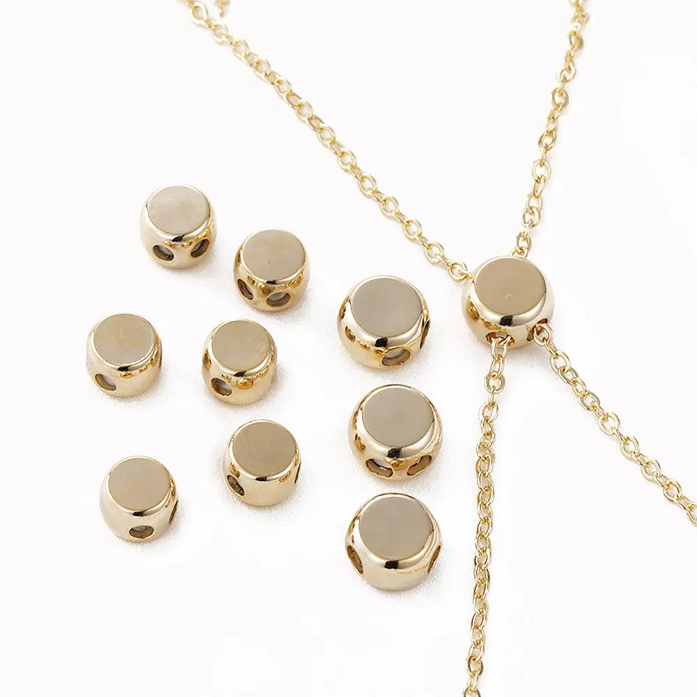 

4PCS Double Hole Positioning Bead Bracelet Adjusting Bead Necklace for Jewelry Findings Making Gold Plated DIY Brass Accessories