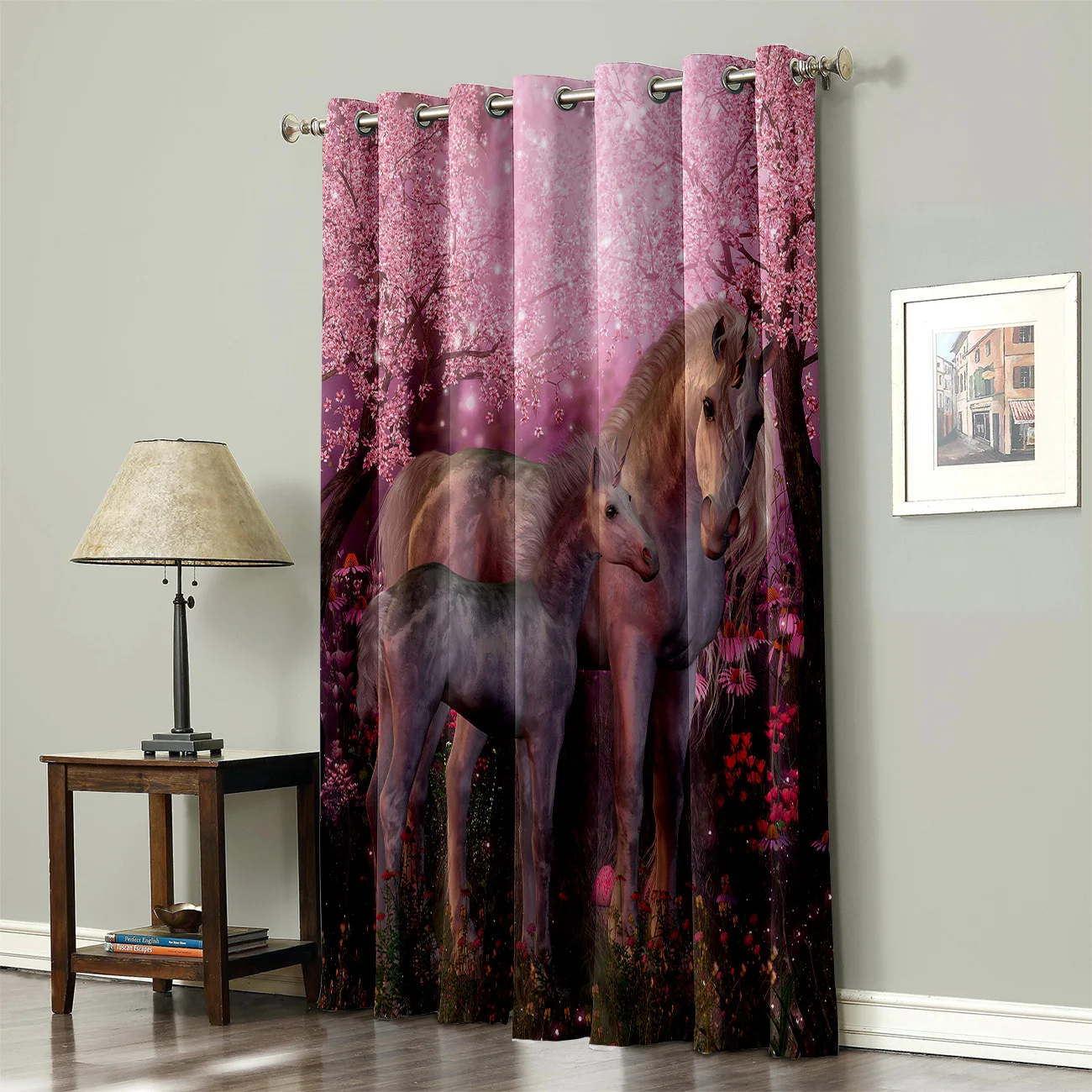 Розовые занавески в виде единорога с животными гостиной декоративные комнатные