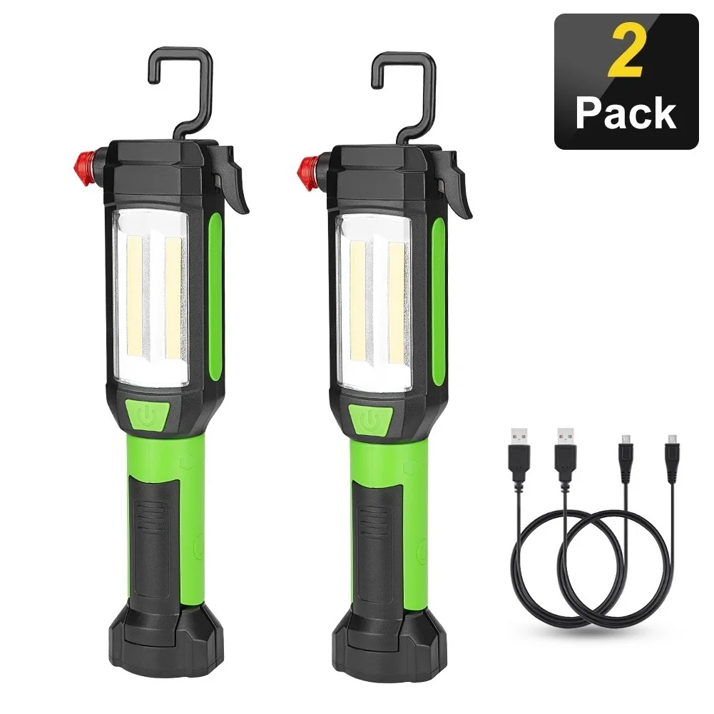 Мощный светодиодный рабочий светильник USB Перезаряжаемые вспышка Портативный