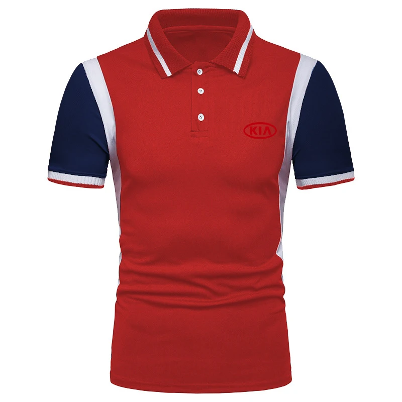 

KIA car logo Men Polo Mens Shirt Short Sleeve Polo Shirts Contrast Color Polo New Summer Streetwear Casual Fashion Man