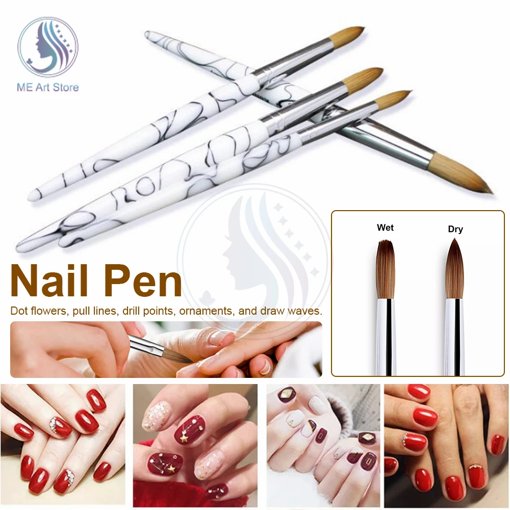 

Nail Brush Pen, Nail Crystal Engraving Phototherapy Pen, Painted Drawing Line Gradient Dot Flower Pen,for UV Gel Nail Tools