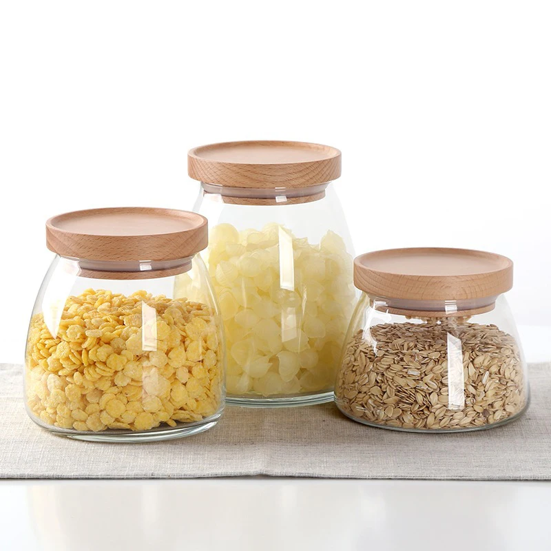 Большой/маленький стеклянный контейнер для хранения пищи/банка с герметичной