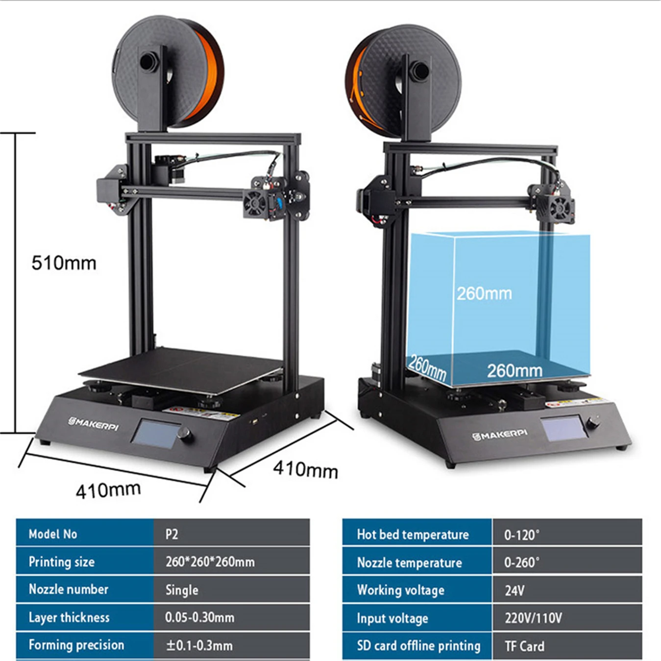 Bestellen MakerPi 3D Drucker Selbst-montage Aluminium Legierung Rahmen Große Druck Größe Diy Geistige Basis Impresora 3d принтер Imprimante 3d