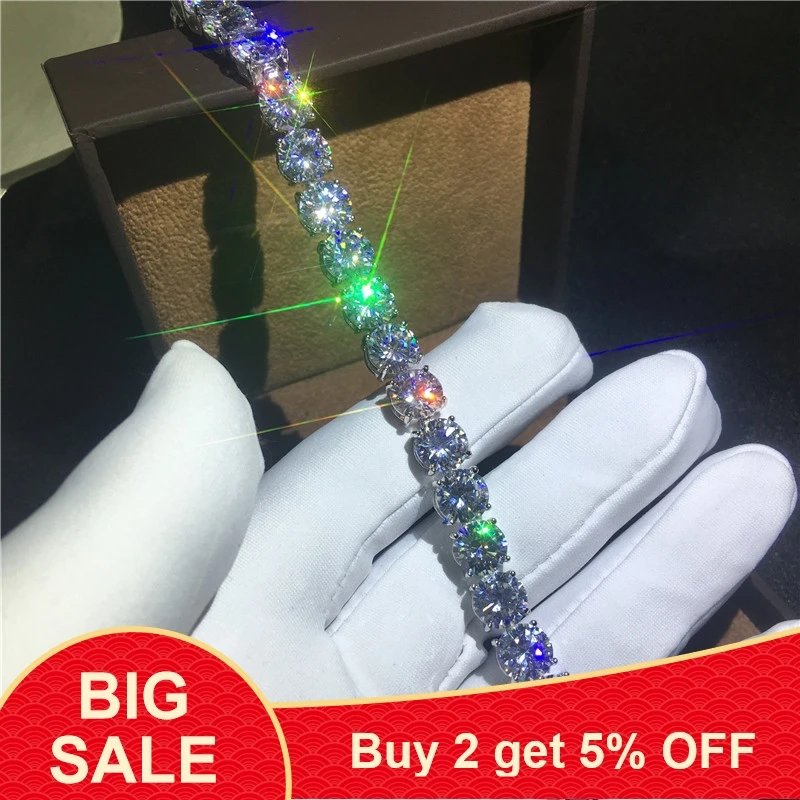 Теннисный браслет с белым золотом 8 мм AAAAA Циркон cz серебряные цвета вечерние