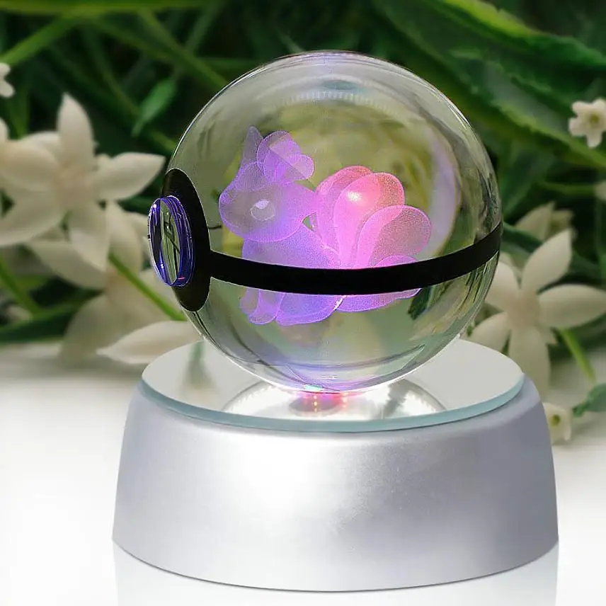 Geng Ghost Elves диаметр 5 см стеклянная настольная лампа Pokemon Go Pocket Monster Mewtwo 3d светодиодный ночной Светильник power Bank 3d лампа - Цвет: Diameter 5cm